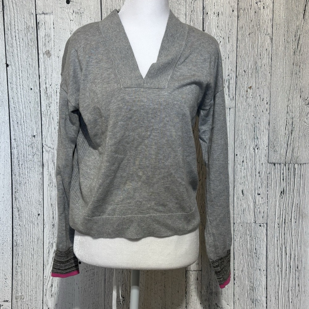 Lilla P Women's Gray Sweater Size S Long Sleeve V Neck Cotton / Modal Blend
